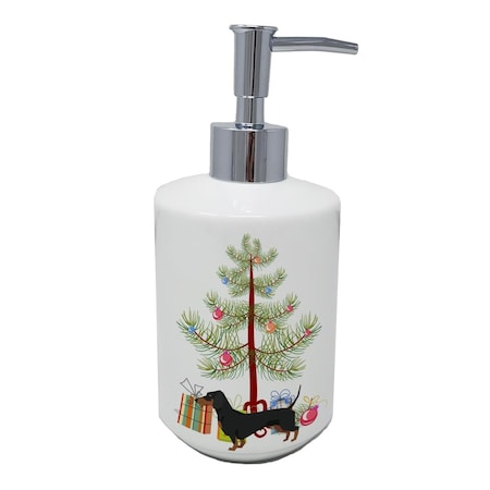 Carolines Treasures 7 x 3.5 in. Dachshund Christmas Tree Ceramic Soap Dispenser CK3533SOAP